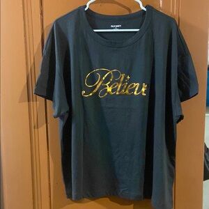 Old Navy Black Tee with Gold Print